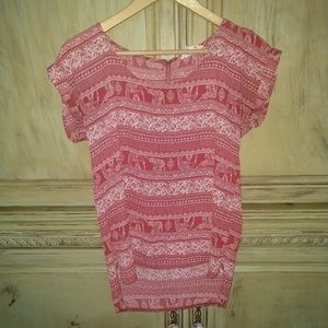Red chiffon elephant print top